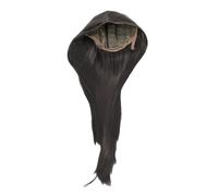 QANYEGN Pelucas largas y rectas, pelucas de fibra de alta temperatura, peluca de alta densidad con pelucha incorporada para fiesta, cosplay, uso diario y festivales (Gris fumé)