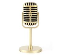 QANYEGN Retro Microphone Prop, Classic Prop Microphone, Plastic Microphone Decor for Antique Classic Party, Filming Dance Shows (Gold)