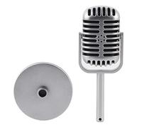 QANYEGN Retro Microphone Prop, Classic Prop Microphone, Plastic Microphone Decor for Antique Classic Party, Filming Dance Shows (Silver)