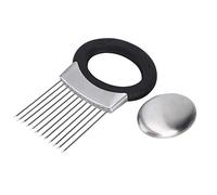 QANYEGN Soporte de acero inoxidable para cebollas, cortador de cebollas, cortador de verduras, soporte para cortador de cebollas, ayudante para cortar alimentos, para tomate, cebolla limón y verduras