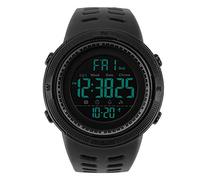 QANYEGN Watch, Mens Digital Backlit Round Sports Watch Black, Screen Large Face Military Watches for Men (Black)