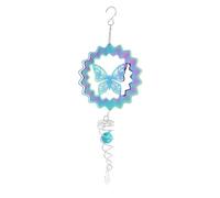 QANYEGN Wind Spinner Color Degradado Decorativo, Escultura de Colector de Viento suspendido cinético, Escultura de Metal 3D Wind Spinner con Cola en Espiral de Bola para Ventana