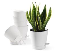 Qaobo Macetas para Plantas de 5 Pulgadas, macetas de riego automático de Alto Drenaje para Plantas de Interior y Exterior con Bandeja de depósito y Maceta de riego para jardinería, macetas de jardín,