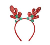 Qaonsciug Bonita diadema de cuernos de Navidad con aro de muérdago, diadema de fiesta festiva, tocado de fiesta, diadema de Navidad para niñas