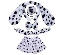 Qaonsciug Diadema de orejas de animal para niños, diadema de perro, pajarita, cola, traje de escenario para Halloween, cosplay, fiesta