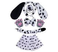 Qaonsciug Diadema de orejas de animal para niños, diadema de perro, pajarita, cola, traje de escenario para Halloween, cosplay, fiesta