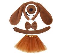 Qaonsciug Diadema de orejas de animal para niños, diadema de perro, pajarita, cola, traje de escenario para Halloween, cosplay, fiesta