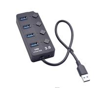 Qaonsciug Extensor de concentradores USB de escritorio con cable de 26 cm, adaptadores USB 3.0 de 4 puertos con interruptores de control por puerto, concentradores divisores USB para uso en oficina