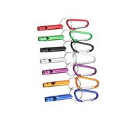 Qaonsciug Silbatos de supervivencia de aleaciones de aluminio fuertes con clip de mosquetón para emergencias al aire libre, senderismo, camping, deportes de aluminio multiusos