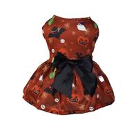 Qaonsciug Vestidos para perros con estampado de calabaza, falda de Halloween, moño, ropa de fiesta temática para gatos pequeños, perro, 2 patas, traje de fotos para mascotas