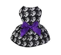 Qaonsciug Vestidos para perros con estampado de calabaza, falda de Halloween, moño, ropa de fiesta temática para gatos pequeños, perro, 2 patas, traje de fotos para mascotas