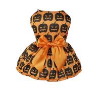 Qaonsciug Vestidos para perros con estampado de calabaza, falda de Halloween, moño, ropa de fiesta temática para gatos pequeños, perro, 2 patas, traje de fotos para mascotas