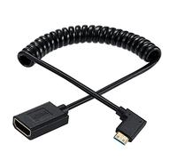 Qaoquda Mini HDMI a HDMI cable en espiral de ángulo de 90 grados, mini HDMI macho a HDMI 2.1, cable adaptador en espiral hembra 8K 60Hz 4K 120Hz para videocámara, TV HD, PC y más (mini HDMI ángulo izquierdo)