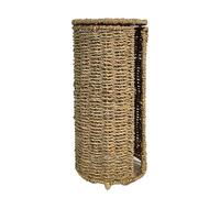 Qapayieg Almacenamiento para Papel Higiénico con Tapa,Soporte De Fibra Natural Tejido A Mano con Tapa,Portarrollos - para Baño, Hogar, Encimera, Casa, Aseo, Tocador, Armario, Ropero, Lavandería,