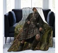 QapLWczK Manta Jamie Fraser de franela ultra suave y ligera para sofá, cama, franela mullida de felpa, manta térmica cálida para todas las estaciones, 80 x 60 pulgadas, color negro