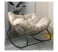QAQCDAHJI Sillón Papasan de Interior, Mecedora Tipo Huevo for Patio, sillón de ratán, Silla Moderna Estilo regio for Sala de Estar, Porche o jardín.(Beige)
