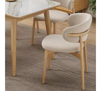 QAQCDAHJI Wooden Dining Chairs Set of 4, Modern Fabric Upholstered Kitchen Side Chairs, Farmhouse Dining Room Chair with Foot Pegs, Beige(Natural Color,Set of 4)