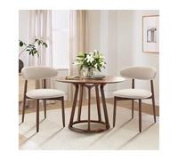 QAQCDAHJI Wooden Dining Chairs Set of 4, Modern Fabric Upholstered Kitchen Side Chairs, Farmhouse Dining Room Chair with Foot Pegs, Beige(Walnut,Set of 2)