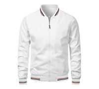 QARIDO Chaqueta para Hombre, Manga Larga Chaquetas Chaquetas Ligeras Y Transpirables Cortavientos Abrigos Deportivos Informales para Correr. (FR/ES, Letras, L, Regular, Regular, Blanco)