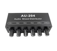 Qarmijaer AU-204 - Placa mezcladora de señal de audio estéreo para auriculares, amplificadores de potencia, distribuidor mezclador de 3,5 mm, fácil de instalar, fácil de usar