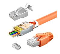 QarulG 30 Unidades Conector RJ45 Cat7 Cat6A Conectores Blindado Pasante Pass Through Conector LAN Blindado Con Ayuda de Enhebrado y Protección para Cable de Instalación para TV Modem TV Box Router PC