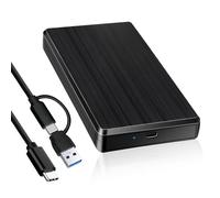 QarulG Carcasa Disco Duro 2,5" 5Gbps USB C 3.1 Gen 2 Caja Disco Duro Carcasa SSD/HDD con USB C/A a Sata SATA I/II/III para 7 mm y 9,5 mm Plug & Play Sopporta UASP&Trim no Requiere Herramientas-Negro