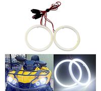 Qasim 1-Pair 110MM 81 SMD COB LED Halo Ring Angel Eyes Faros Delantero LED con Cubierta de Pantalla con funda de lámpara 12V 24V Blanco no Polaridad Constante
