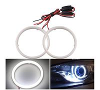 Qasim 1 par de LED COB Faros Angel Eyes 100MM Blanco 66SMD Halo Rings con Carcasa de Plástico de Algodón Coche Halo Anillos para DRL Faro Luz Antiniebla Diurna DC9-30V