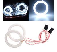 Qasim 1 par de LED Faros Angel Eyes 70MM Blanco 2835 42SMD con Cubierta Ojos de Ángel Motocicleta Coche Halo Anillos para DRL Faro Luz Antiniebla Diurna DC9-28V