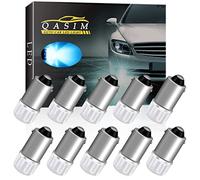 Qasim 10Pcs T4W BA9S 53 57 1895 64111 3030 1W 1SMD 1-LED RV Indicador del marcador lateral de la cola del automóvil RV Luz de la esquina reversa interior Bombilla LED 12V DC Azul hielo
