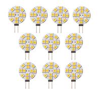 Qasim 10x G4 Bombillas LED Blanco cálido No regulable 5050 12SMD 110 ° Beam Angel para carcasa Interior Camper Remolque Autocaravana Marine Boat Reemplazo para halógenos DC 12V