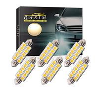 Qasim 6 piezas blanco cálido c5w bombilla LED 44mm bombilla de adorno 10-SMD 5050 LED luces de domo de mapa interior 211-2 579214-2 569 6411 bombilla LED 12V DC