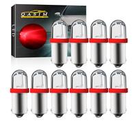 Qasim Led 10-Pack DC 6V / 6.3V Rojo T4w BA9S Bombilla LED 44 47756 1847 Luz indicadora de pinball de cuña Indicador del panel de instrumentos del automóvil Lámparas de grupo de marcha atrás interiores