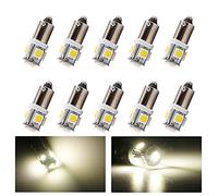 QasimLed Blanco cálido 24V BA9S 5050 5SMD LED T4W Bombillas 60LM Maletero del coche Interior Domo Mapa RV Luces de matrícula (paquete de 10)