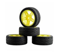 QASULER 4 neumáticos y Ruedas con Agarre for HSP, HPI, 1/10 1:10, Coche de Control Remoto for Carretera 905-8010 Juego de Ruedas de Carreras RC(905Y-8010)