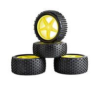 QASULER 4 Piezas de neumáticos de Goma ABS, 2 Delanteras y 2 traseras, for HSP, 1:10 Buggy RC 66010-66030 Neumáticos para Coches RC(Yellow)