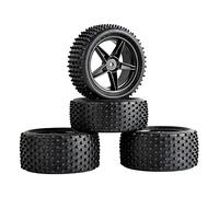 QASULER 4 Piezas de neumáticos de Goma ABS, 2 Delanteras y 2 traseras, for HSP, 1:10 Buggy RC 66010-66030 Neumáticos para Coches RC(Schwarz)