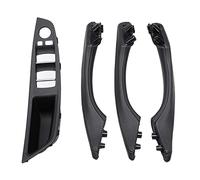 QASULER 4 Uds. Tirador de cuero for puerta interior de coche, for, for F10 F11 F18 5series 2010 2011 2012 2013 2014 2015 2016 2017 Cubierta de manija de puerta de fibra de carbono(Schwarz)