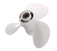 QASULER 664-45947-01-EL Hélice fueraborda de Barco aleación Aluminio 9 7/8 X 11 1/4, for, 20-30HP, Blanco, 10 Dientes estriados, 3 Cuchillas Hélice de Barco