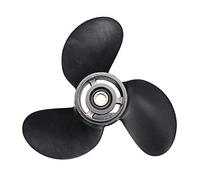 QASULER Barco de hélice fueraborda 8-9.8HP aleación de Aluminio 3 Cuchillas 3B2W64517-1 8.5X9, for Tohatsu, for Nissan-Negro 12 Dientes estriados Hélice de Motor de Barco