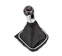 QASULER Cubierta de polaina palanca cambios manual 5/6 velocidades, for VW, Golf, for 6 MK6 GTI GTD R20 2009-2013 Perilla Palanca balonmano Funda para la palanca de cambios del coche(BLACK 5 Speed)