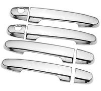 QASULER Embellecedor de cuenco de cubierta de manija de puerta de coche de fibra de carbono cromada, for Toyota, Probox 2002-2016 Succeed moldura de manija de puerta exterior(Silver 2 Keyhole)