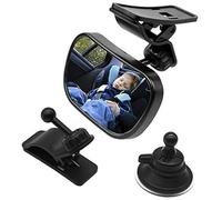 QASULER Espejo de coche para bebé, respaldo ajustable 360, para asiento, con 2 soportes, seguridad, vista trasera para niños, bebés, mamás Botón del interruptor de control del espejo del co
