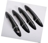 QASULER , for Kia, Rio 3 Rio3 K2 2011-2016 Embellecedor decorativo de la cubierta de la manija de la puerta del coche de fibra de carbono brillante moldura de manija de puerta exterior(Black 0 Button)