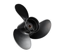 QASULER Hélice fueraborda de Barco 8,5 X 9, for Tohatsu, for Nissan 8-9.8HP 3B2W64517-1 Aleación Aluminio Negro 3 Cuchillas 12 Dientes estriados Hélice de Barco