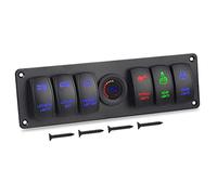 QASULER Interruptor basculante de 6 entradas for coche, camión, remolque, yate, 12 V, 24 V, disyuntor marino, voltímetro, panel de interruptores de luz, for Jeep, for Interruptor marino