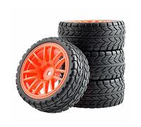 QASULER Juegos de Ruedas neumáticos Goma, for HSP, for HPI, 1:10 On-Road Car Racing RC 9062-6017 Juego de Ruedas de Carreras RC(Red Wheel)