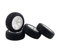 QASULER Llantas de Goma for HSP, HPI, Coches Rally Carretera a Escala 1/10 RC 702-8019 Juego de Ruedas de Carreras RC(Black Tires)