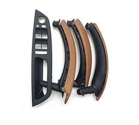 QASULER Manija de puerta interior mejorada con cubierta de cuero, conjunto completo, for, for X5 X6 E70 E71 E72 2007-2013 Cubierta de manija de puerta de fibra de carbono(LHD Sattel Brown)