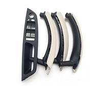 QASULER Manija de puerta interior mejorada con cubierta de cuero, conjunto completo, for, for X5 X6 E70 E71 E72 2007-2013 Cubierta de manija de puerta de fibra de carbono(LHD Creamy)